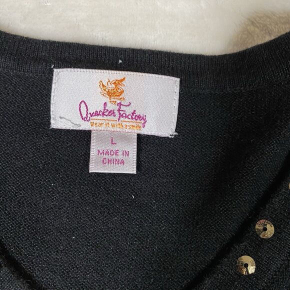 Quacker Factory Women's Lg Sequins Christmas Tree Sweater Sparkly Holiday Party - Picture 2 of 8